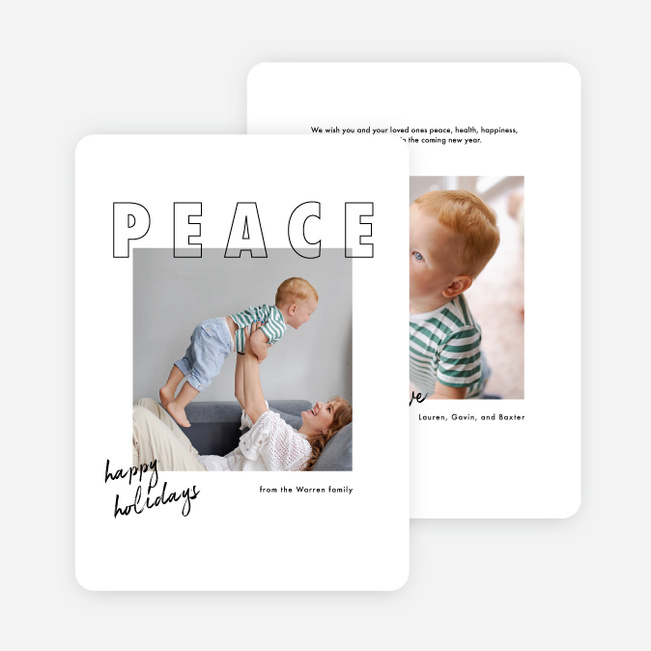 Peaceful Outline Holiday Cards and Invitations - White