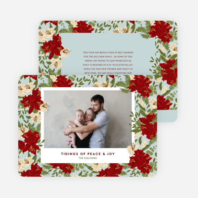 Poinsettia Pattern Holiday Cards and Invitations - Red