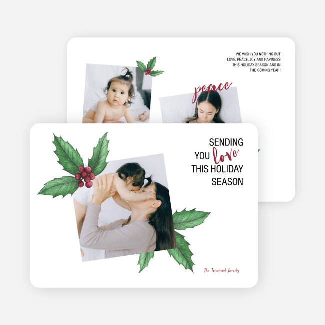 Loving Holly Season Holiday Cards and Invitations - White