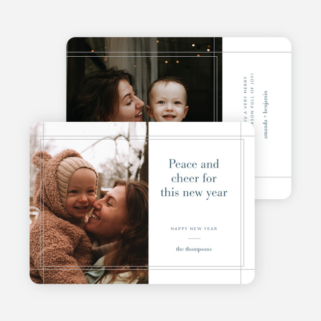 Peaceful Cheer New Year Cards and Invitations - White