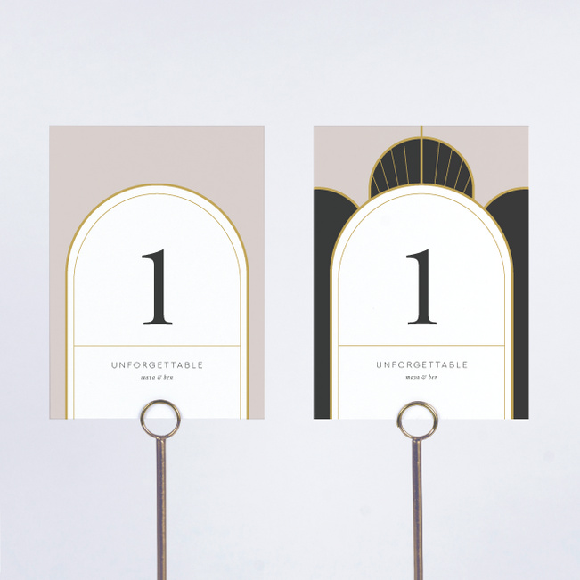Deco Arches Wedding Table Cards - Beige