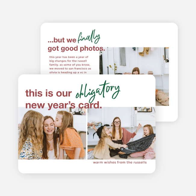 Obligatory Wishes New Year Cards and Invitations - Red