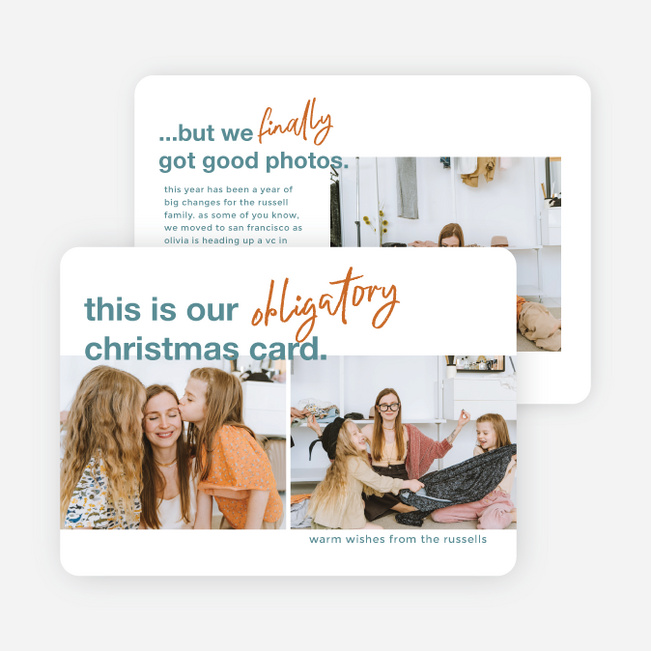 Obligatory Wishes Personalized Christmas Cards - Blue