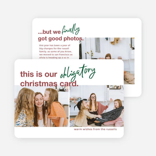 Obligatory Wishes Personalized Christmas Cards - Red