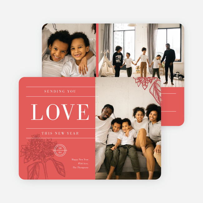 Sending the Gift of Love New Year Cards and Invitations - Red