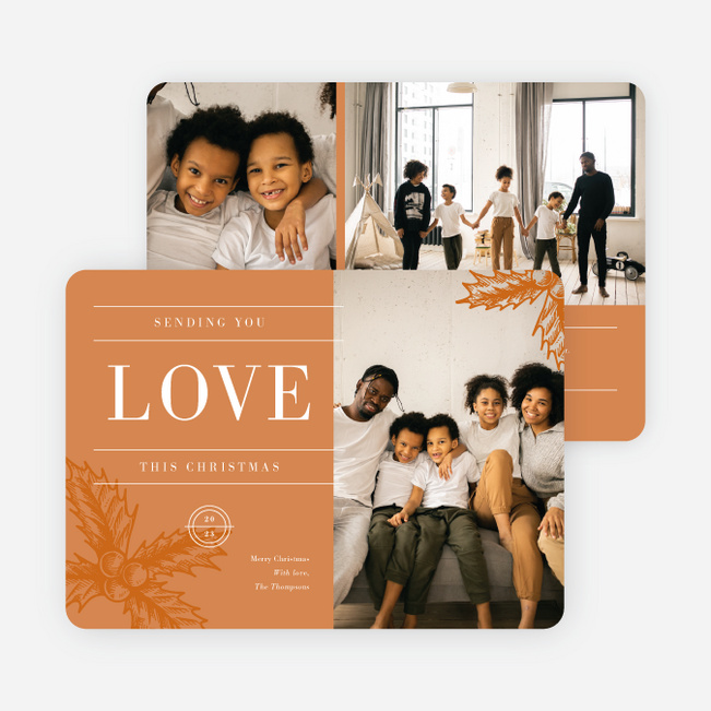 Sending the Gift of Love Personalized Christmas Cards - Orange