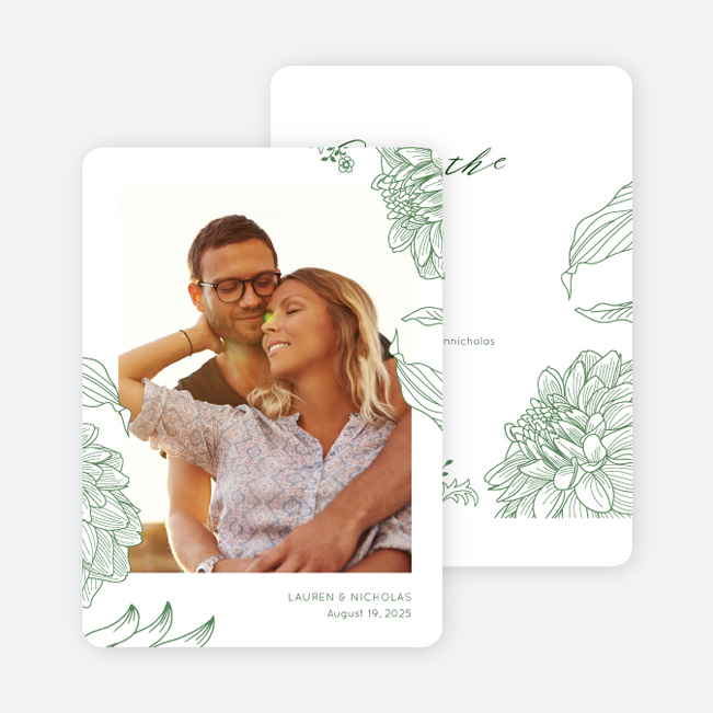 Celebration Blossoms Save the Date Cards - Green