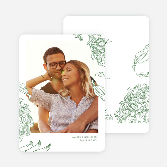 Celebration Blossoms Save the Date Cards - Green