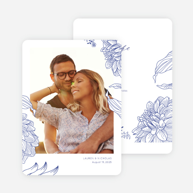 Celebration Blossoms Save the Date Cards - Blue