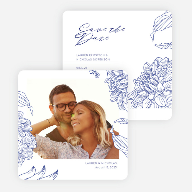 Celebration Blossoms Save the Date Cards - Blue