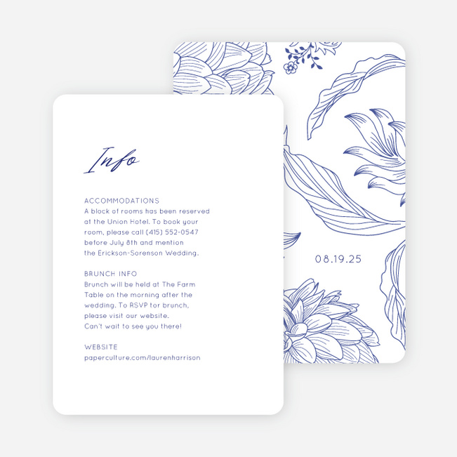 Celebration Blossoms Wedding Information Cards - Blue