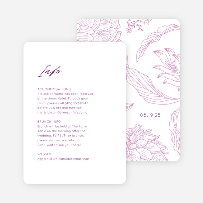 Celebration Blossoms Wedding Information Cards - Purple