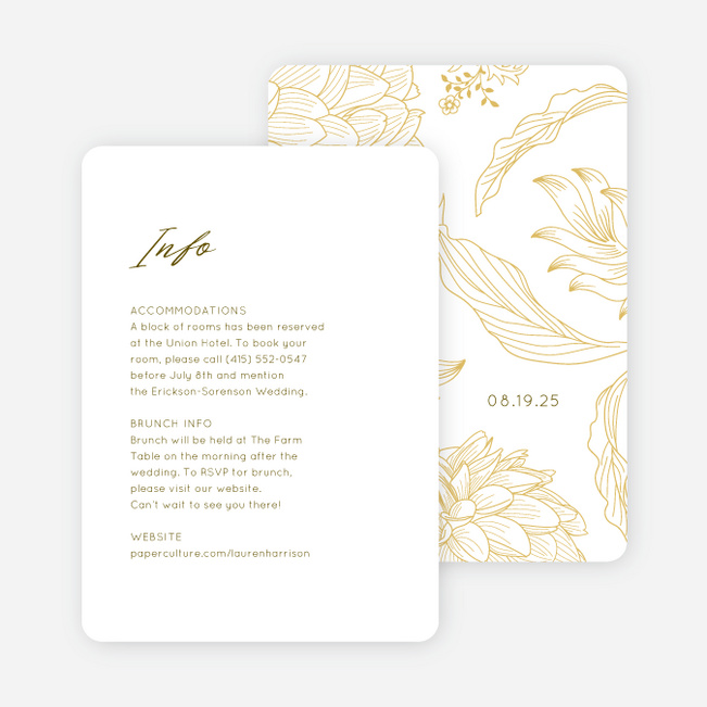 Celebration Blossoms Wedding Information Cards - Yellow