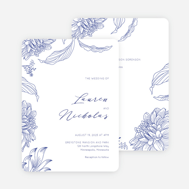 Celebration Blossoms Wedding Invitations - Blue