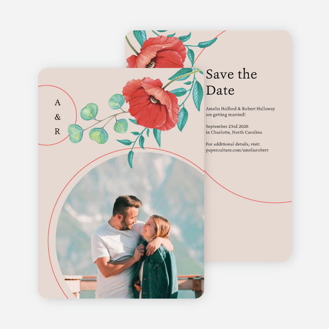 Love Flourishes Save the Date Cards - Red