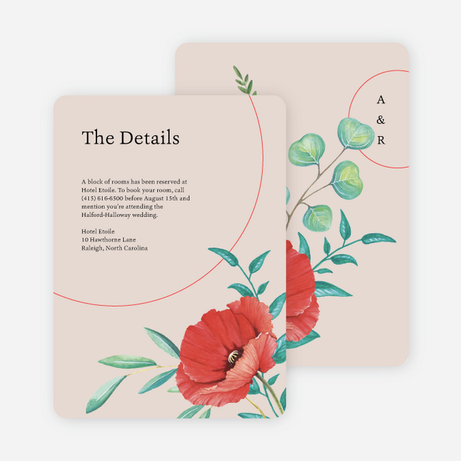 Love Flourishes Wedding Information Cards - Red