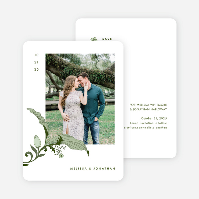 Romantic Simplicity Save the Date Cards - Green