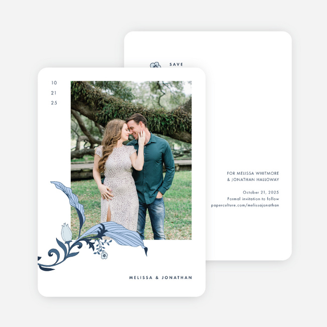 Romantic Simplicity Save the Date Cards - Blue