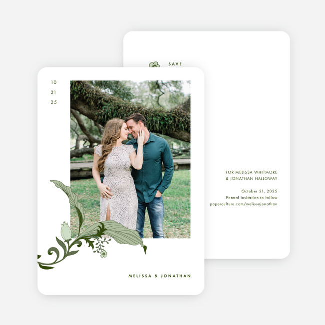 Romantic Simplicity Save the Date Cards - Green