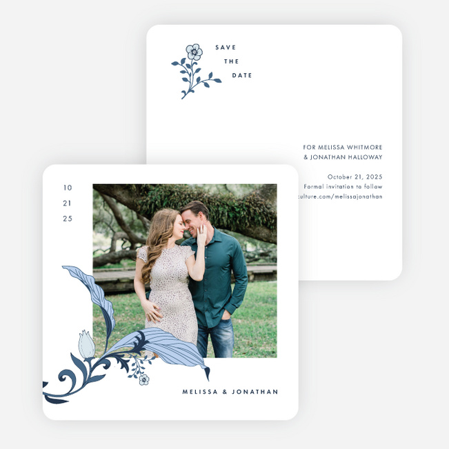 Romantic Simplicity Save the Date Cards - Blue
