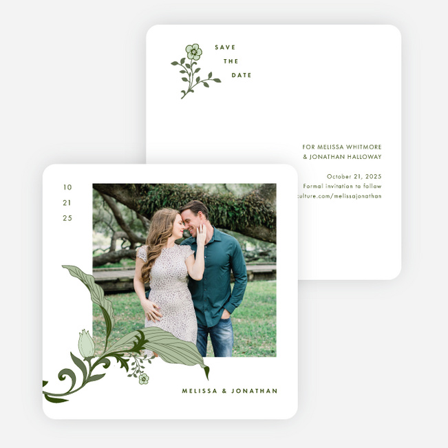 Romantic Simplicity Save the Date Cards - Green