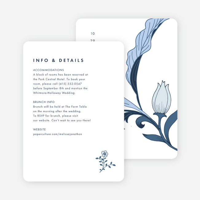 Romantic Simplicity Wedding Information Cards - Blue