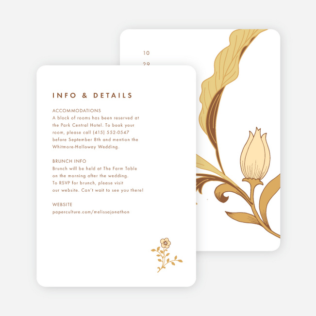 Romantic Simplicity Wedding Information Cards - Yellow