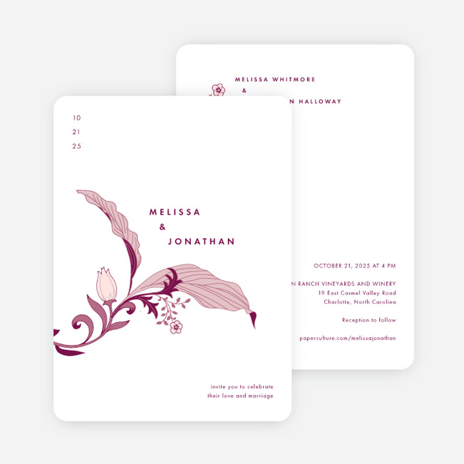 Romantic Simplicity Wedding Invitations - Red