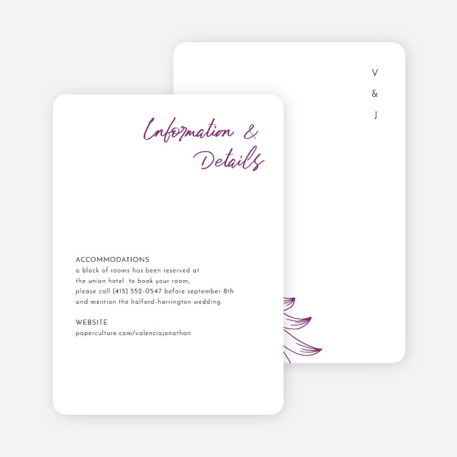 Spring Bloom Wedding Information Cards - Purple