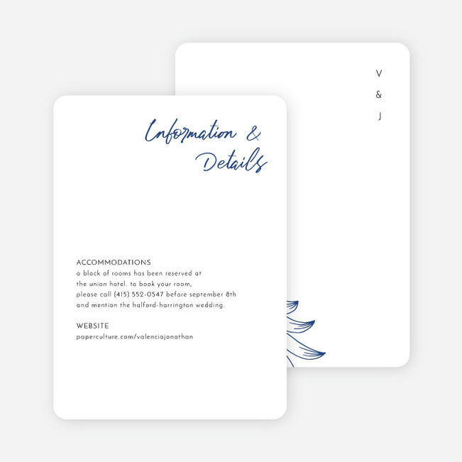 Spring Bloom Wedding Information Cards - Blue