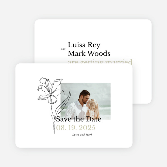 Elegant Iris Save the Date Cards - Beige