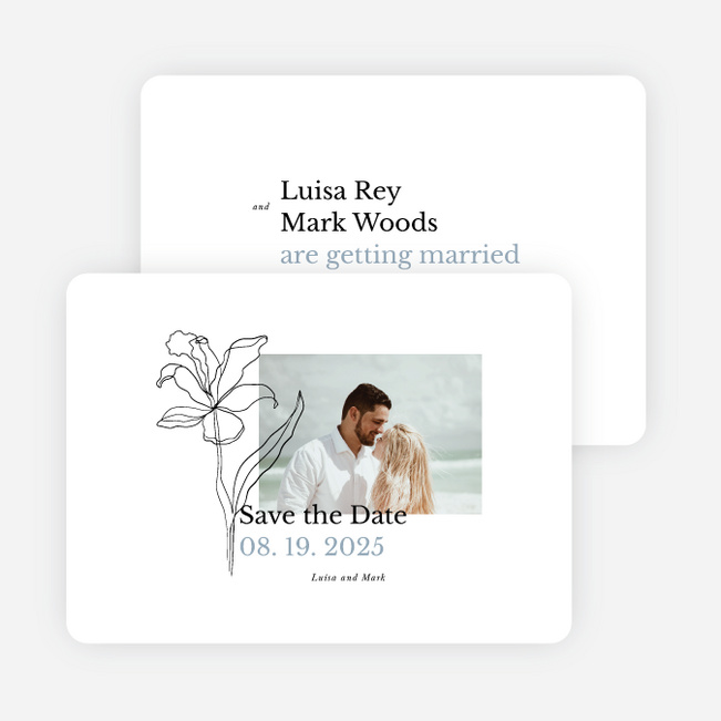 Elegant Iris Save the Date Cards - Blue