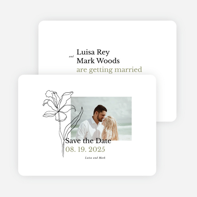 Elegant Iris Save the Date Cards - Green