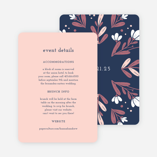 Floral Ring Wedding Information Cards - Purple