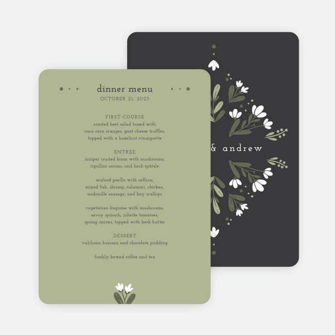 Floral Ring Wedding Menus - Gray