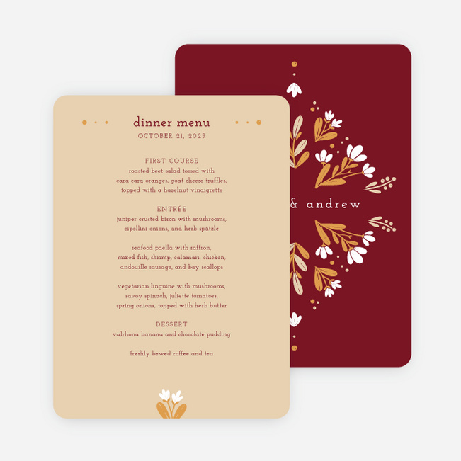 Floral Ring Wedding Menus - Red