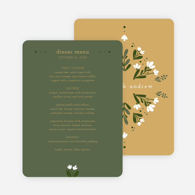 Floral Ring Wedding Menus - Yellow