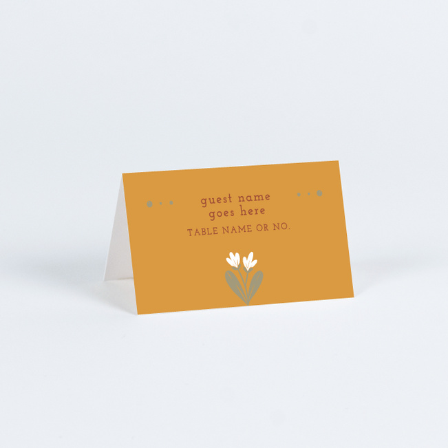 Floral Ring Wedding Name Cards & Place Cards - Orange