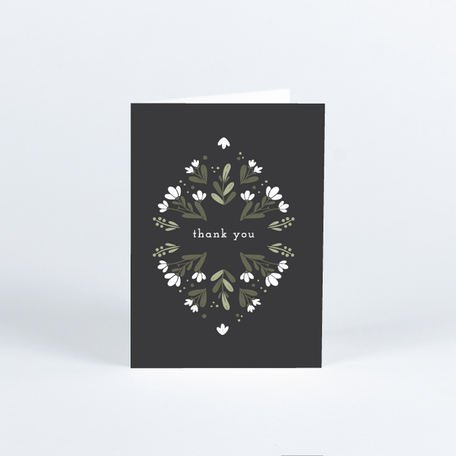 Floral Ring Wedding Thank You Cards - Gray