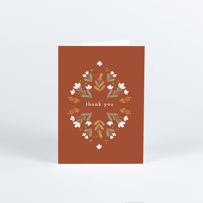Floral Ring Wedding Thank You Cards - Orange