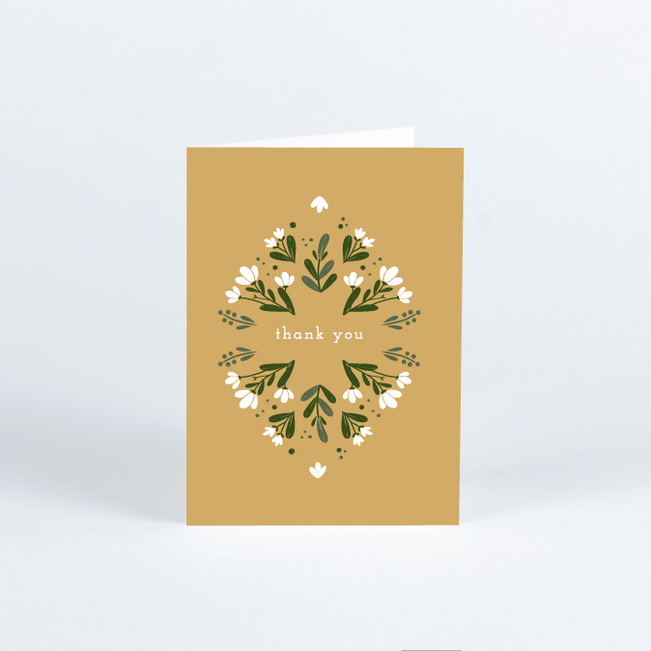 Floral Ring Wedding Thank You Cards - Yellow