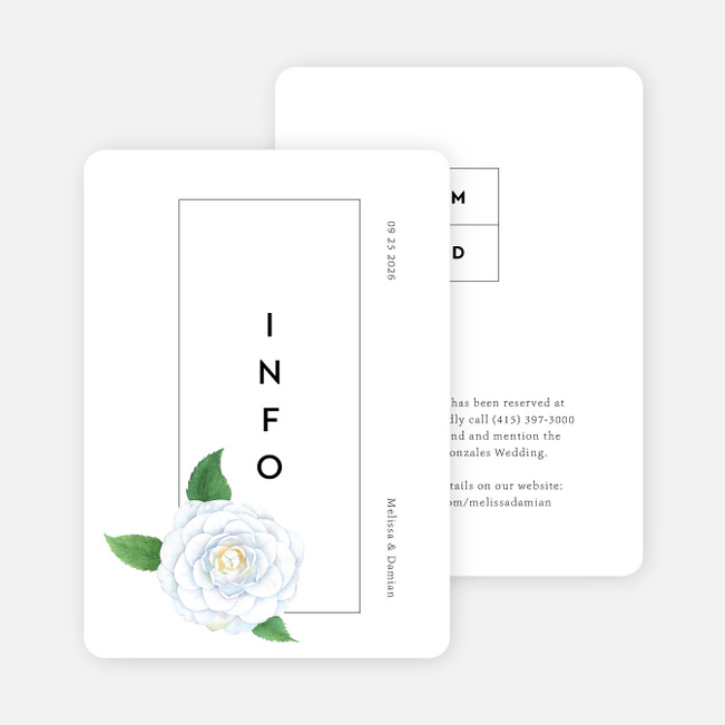 Minimalist Rose Wedding Information Cards - White