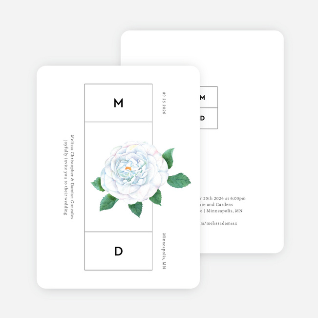 Minimalist Rose Wedding Invitations - White