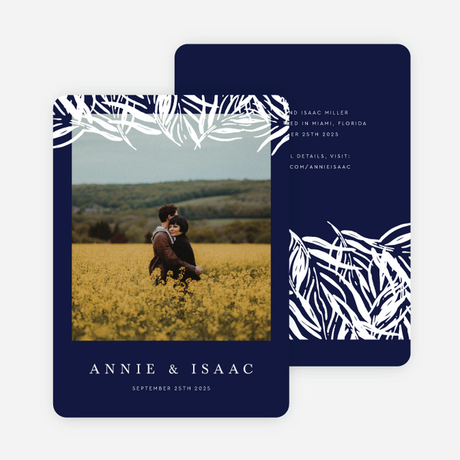 Canopy Of Fronds Save the Date Cards - Blue
