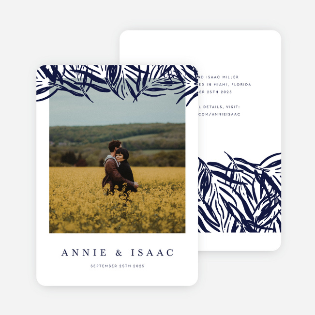 Canopy Of Fronds Save the Date Cards - White