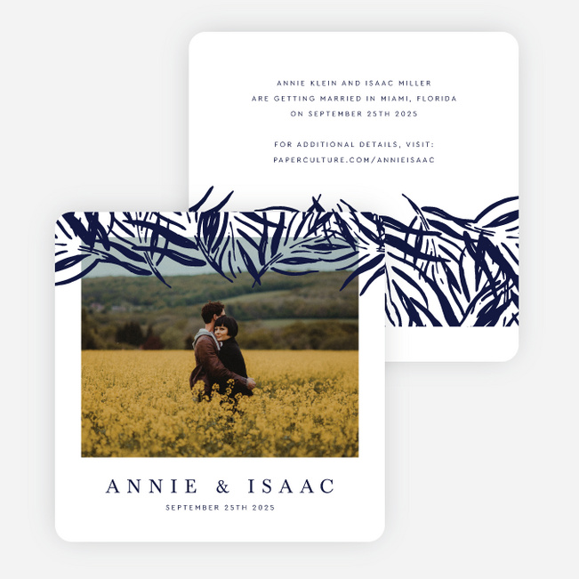 Canopy Of Fronds Save the Date Cards - White