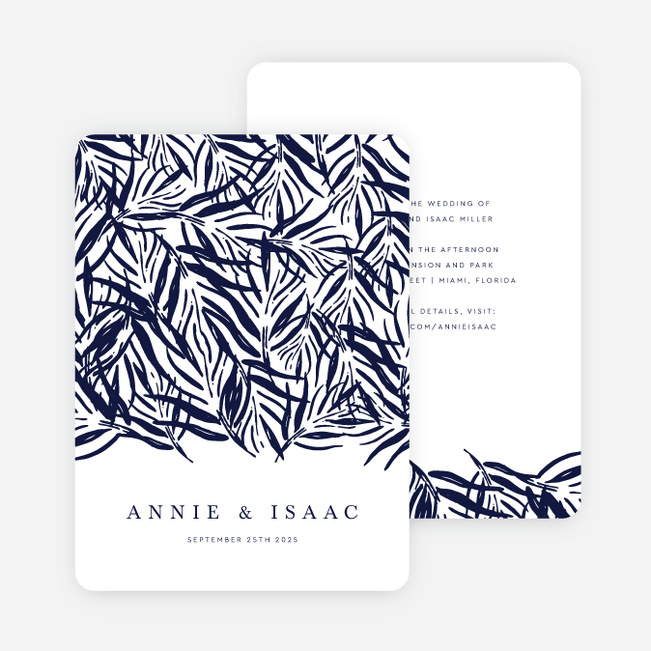 Canopy Of Fronds Wedding Invitations - White