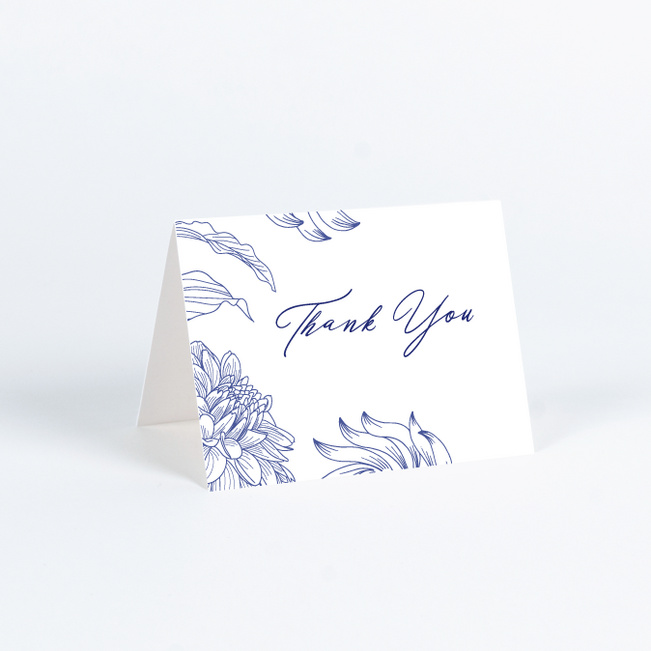 Celebration Blossoms Wedding Thank You Cards - Blue