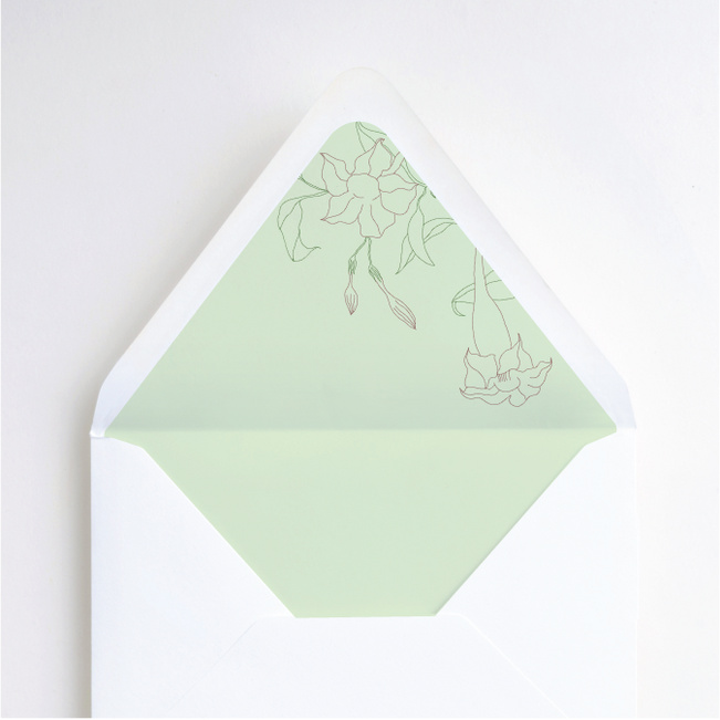 Stenciled Bloom Wedding Envelope Liners - White