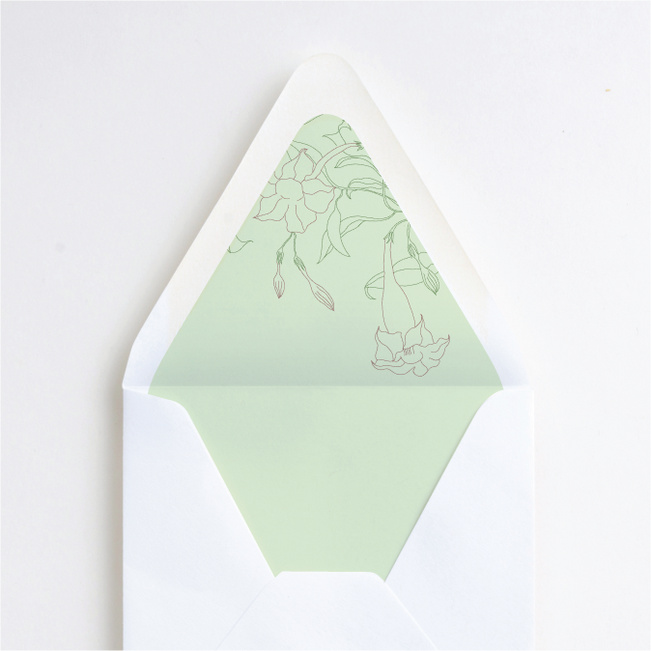 Stenciled Bloom Wedding Envelope Liners - White